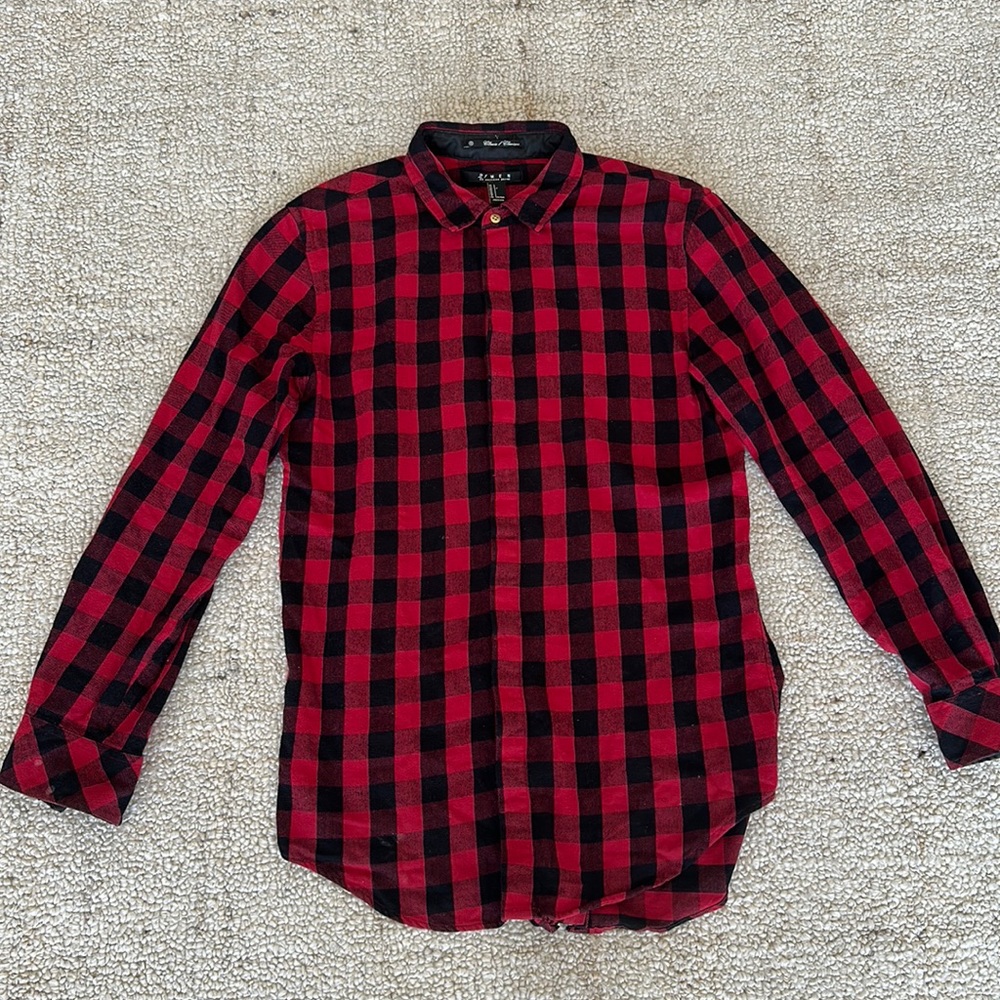 Forever 21 Men flannel shirt with zipper detail